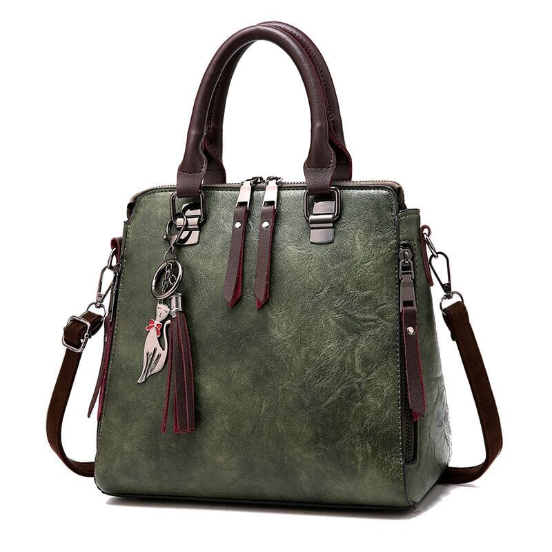 Bolsa Feminina de Couro Aurora Joias & Acessórios (Bolsa 6) Dm Stores Verde 24X23X13CM 